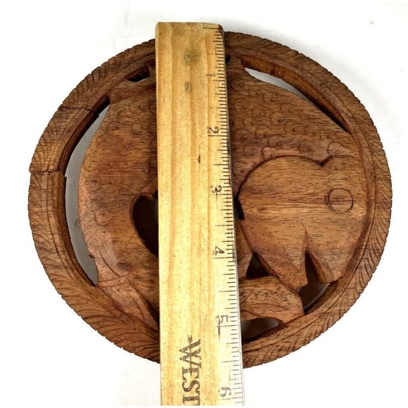 SMALL Handmade Wooden Fish Trivet - with Flaws - Made in India - Picture 7 of 16